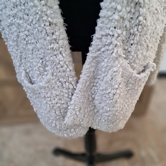 Ana Women's Large Off White Popcorn Knit Open Front Cardigan Sweater Long Length - Picture 6 of 8